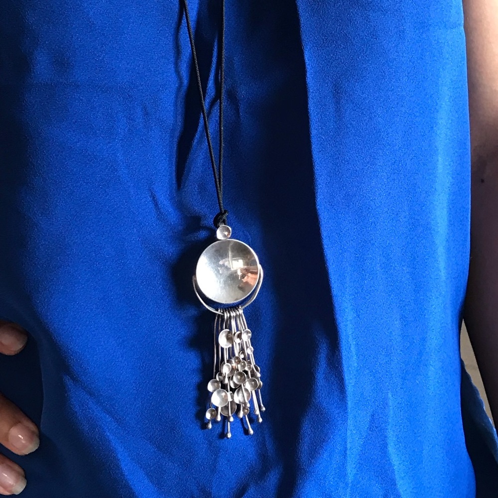 Long vintage silver necklace